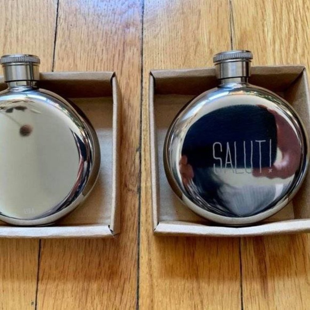 (NEW) 1 SALUT! stainless steel flask 3oz by Izola (Made in Brooklyn)
